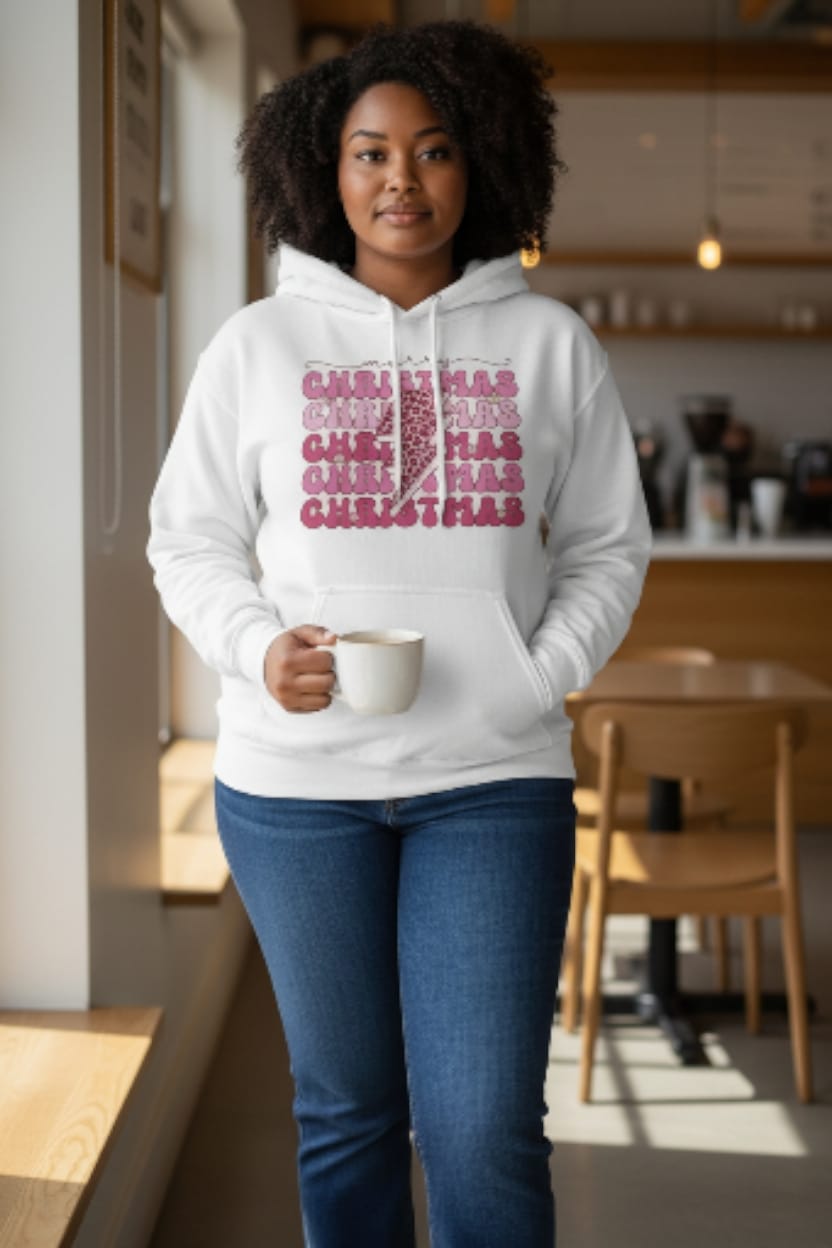 Pink Graphic Christmas Hoodie