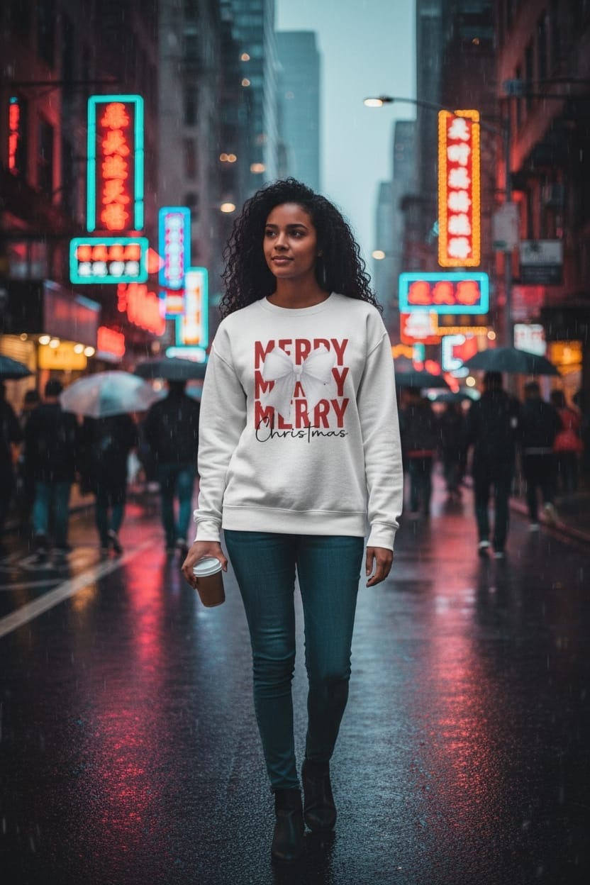 "Merry Christmas" Bow Sweatshirt