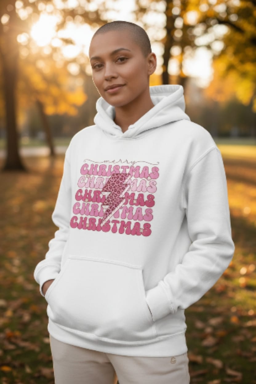 Pink Graphic Christmas Hoodie