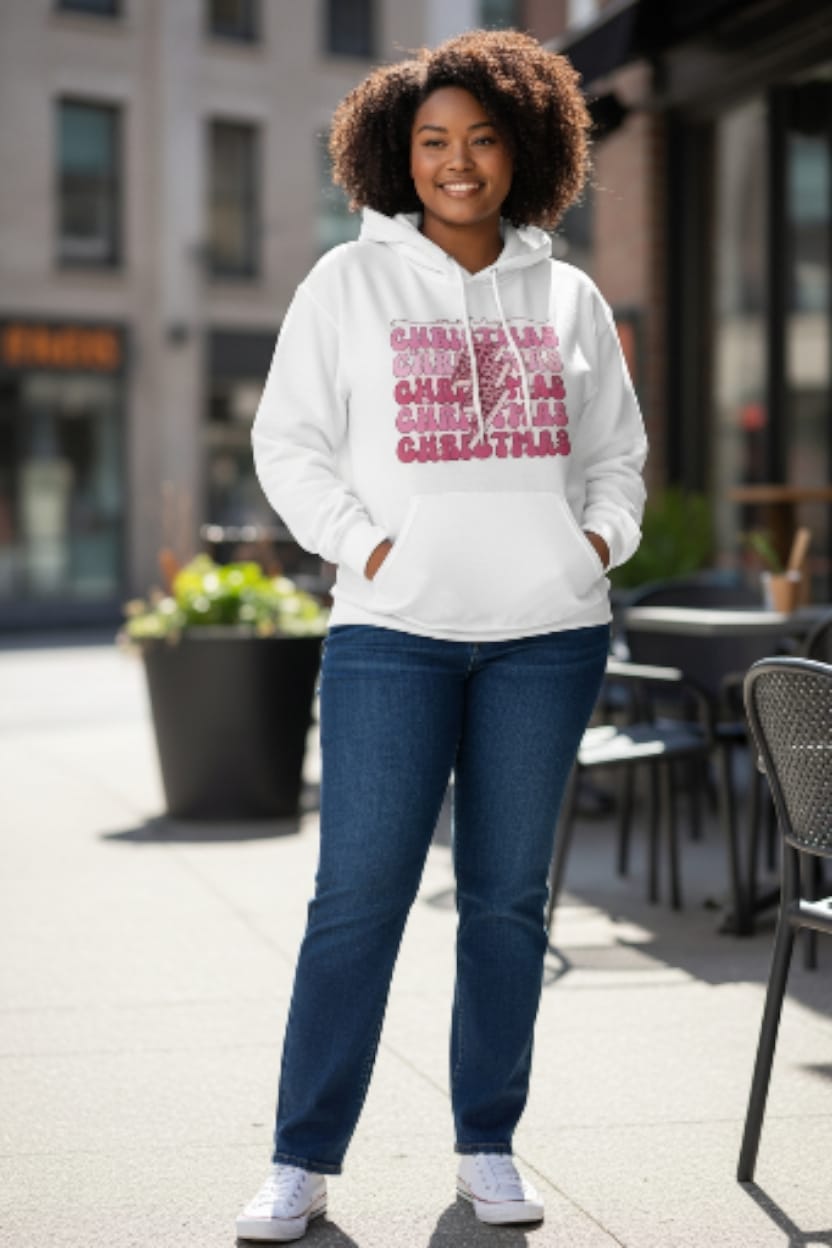 Pink Graphic Christmas Hoodie