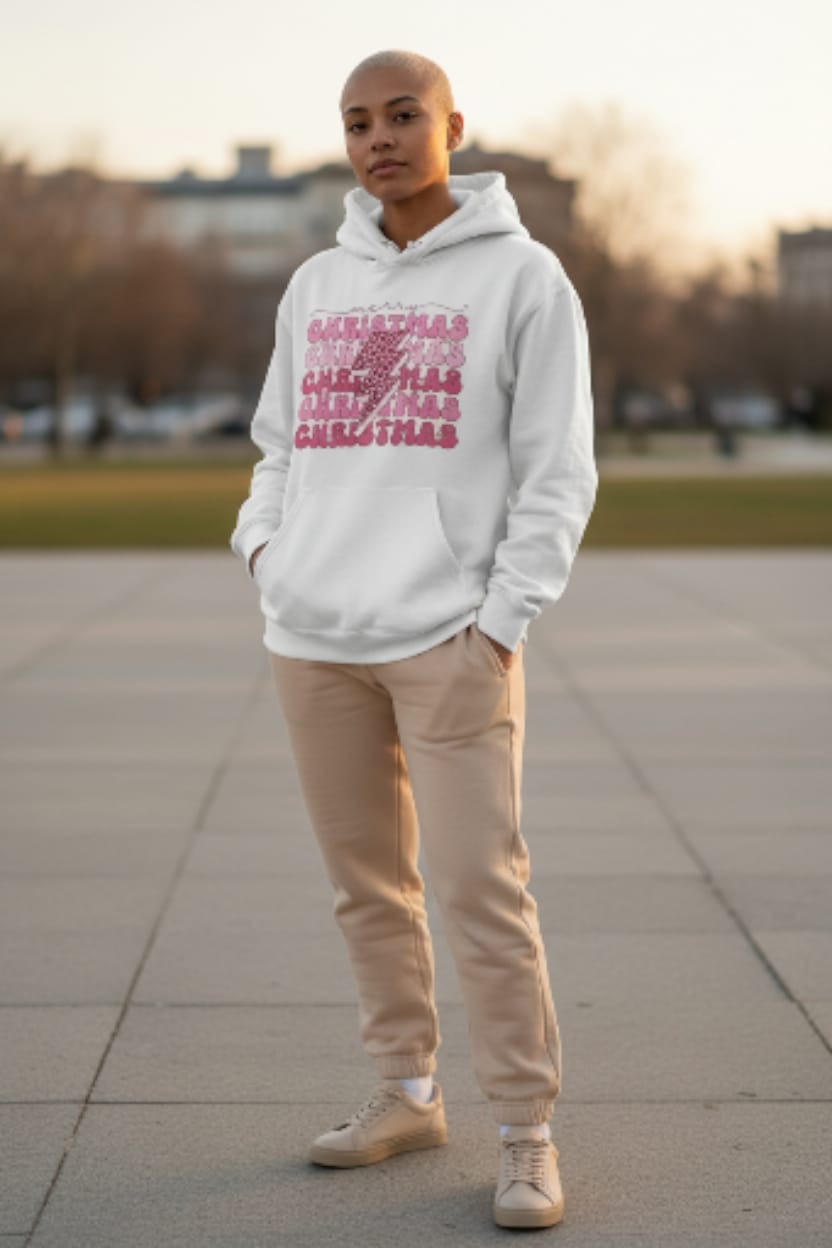 Pink Graphic Christmas Hoodie